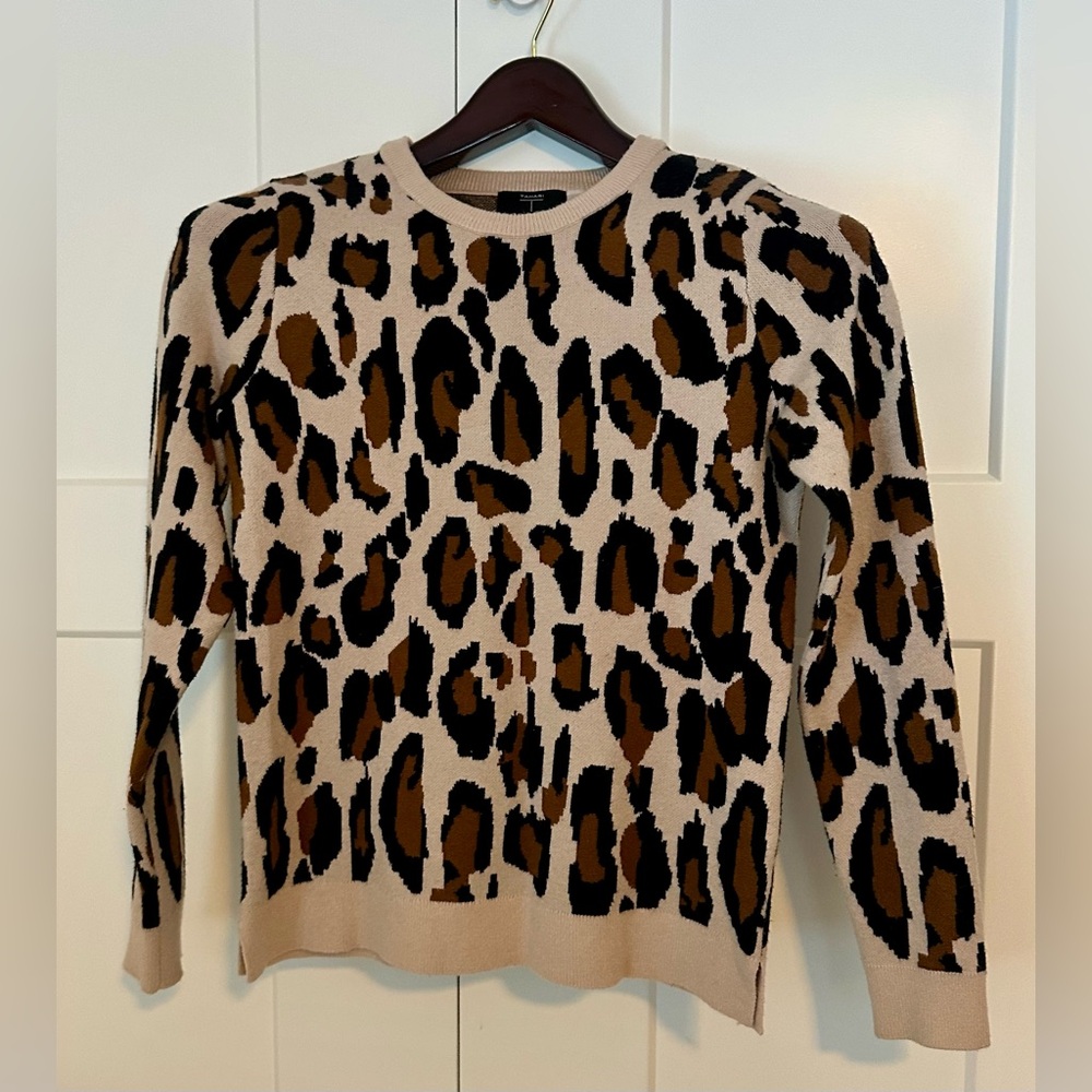 Tahari Animal Print Crew Neck Sweater